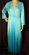 Vintage Vanity Fair Sliky Nylon Night Gown Drawstring Waist Robe Sleep Dress