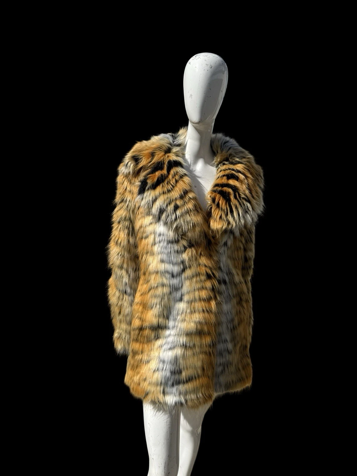 Giacca cappotto tigre pelliccia sintetica MICHAEL KORS stampa animalier taglia XS GLAM nuovo con etichette