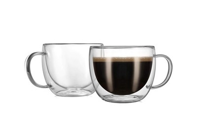 CNGLASS Double Wall Glass Cappuccino Mugs 8.1OZ/240ML, 8oz(2-pack)