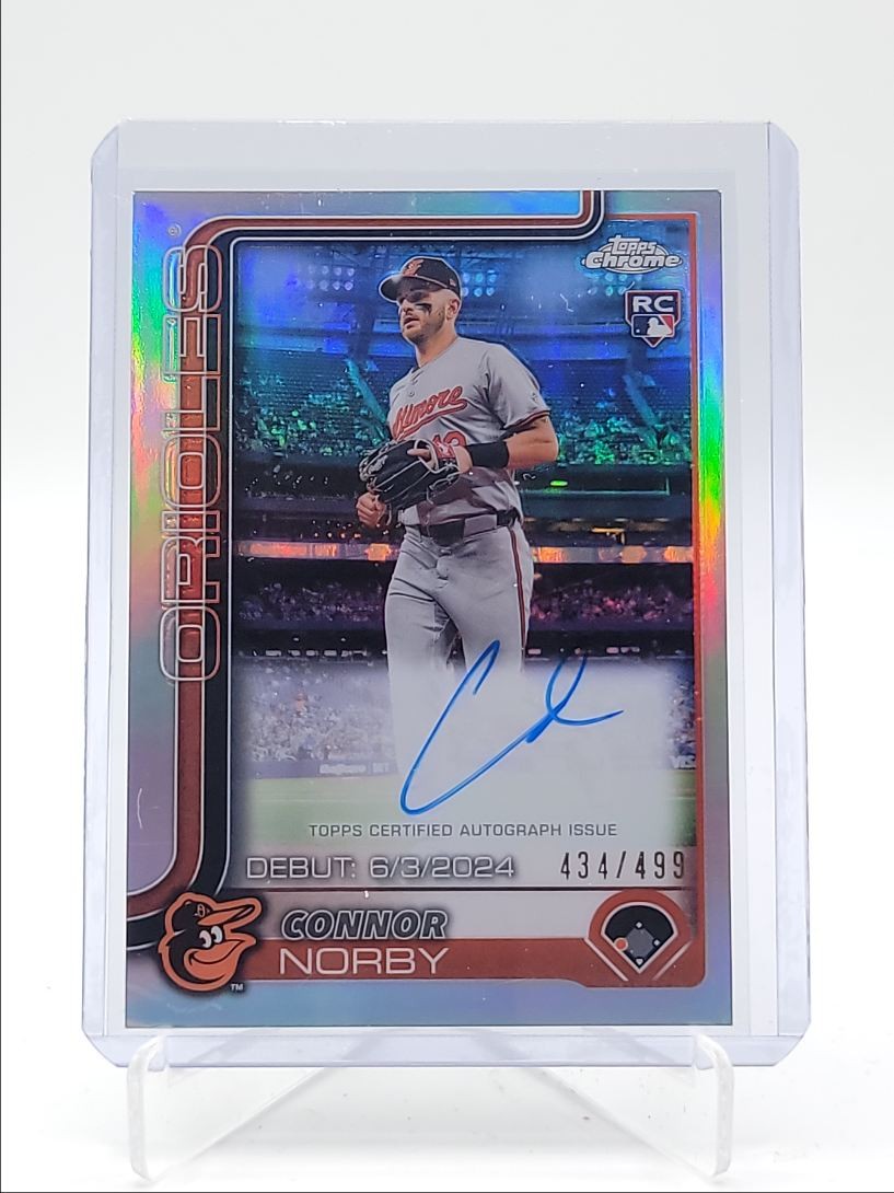 CONNOR NORBY 2025 TOPPS CHROME ROOKIE DEBUT REFRACTOR A RC AUTO /499 Q3967