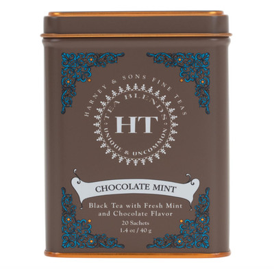 Harney and Sons Chocolate Mint, Flavored Black Tea - 20 Sachets per Tin