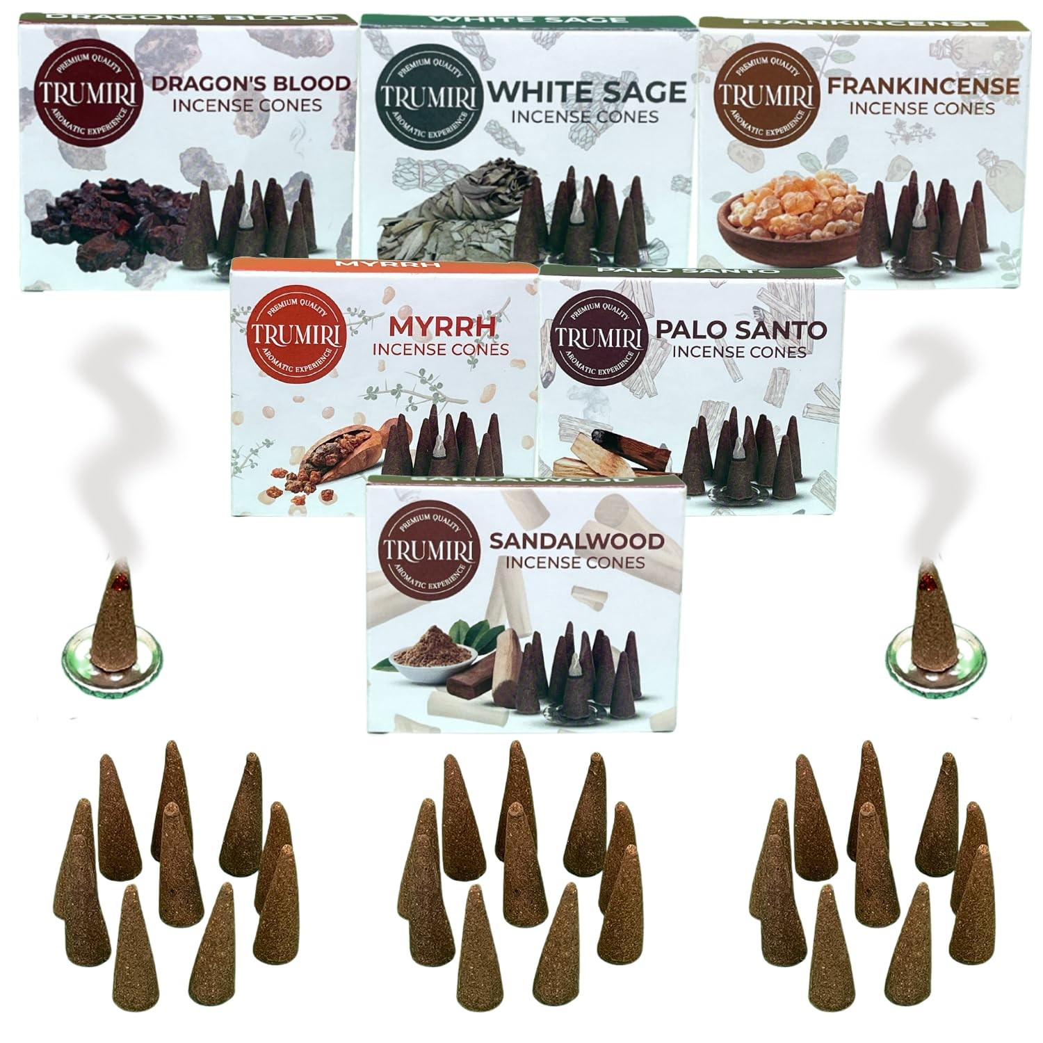 Trumiri Woody Incense Cones - Variety Pack - Total 60 Cone Incense (6 Scents ...