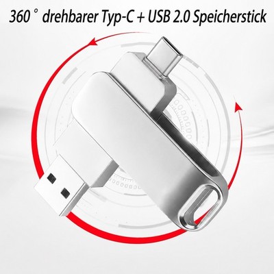 2IN1 USB 2.0 USB C Flash Drive 30 Gb OTG Stick Typ-C & USB Speicherstick Metall