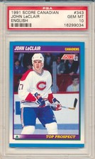 1991 Score Canadian John LeClair (Rookie Card) (#343) PSA10 PSA