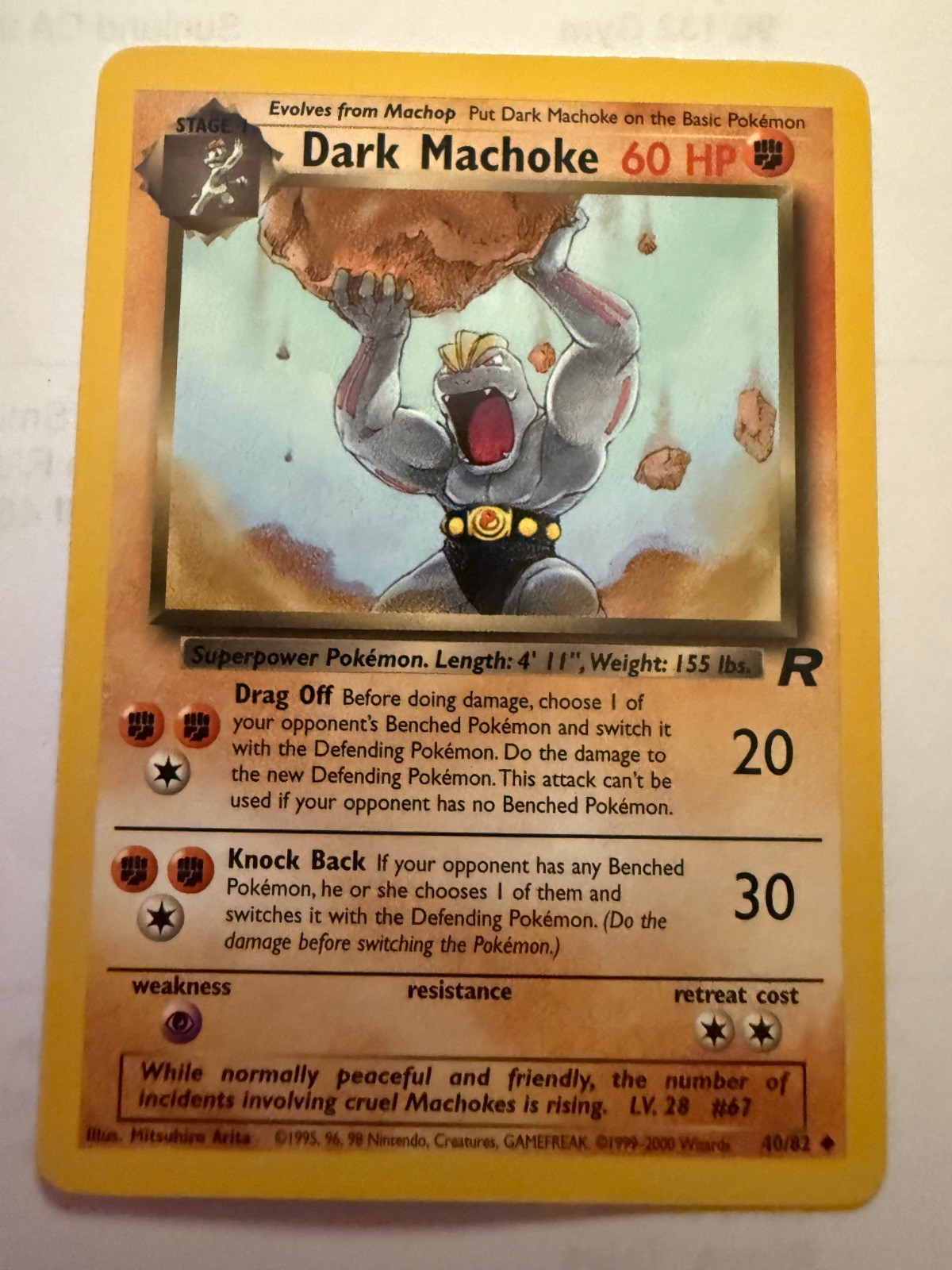 Dark Machoke Unlimited Uncommon Team Rocket 40/82 NM