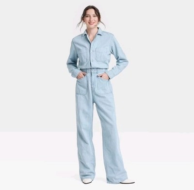 Universal Thread Women's Denim Baggy Jumpsuit Size 8 Light Wash 