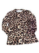 Leopard Print Casual Fitted Long Sleeve Shirt Size Small