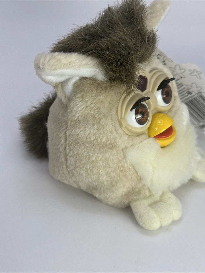 Furby Buddies 1999 软毛绒豆玩具 复古笑话,更棕褐色,黄色棕色 — 第 4/4 张图片