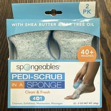 Spongables Pedi-Scrub in a Sponge Foot Exfoliating Wash Sponge 4in1 40+ Washes