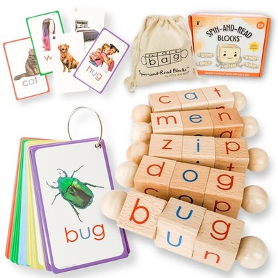 Spin-and-Read Montessori Phonetic Reading Blocks with CVC Phonics Flashcards ...
