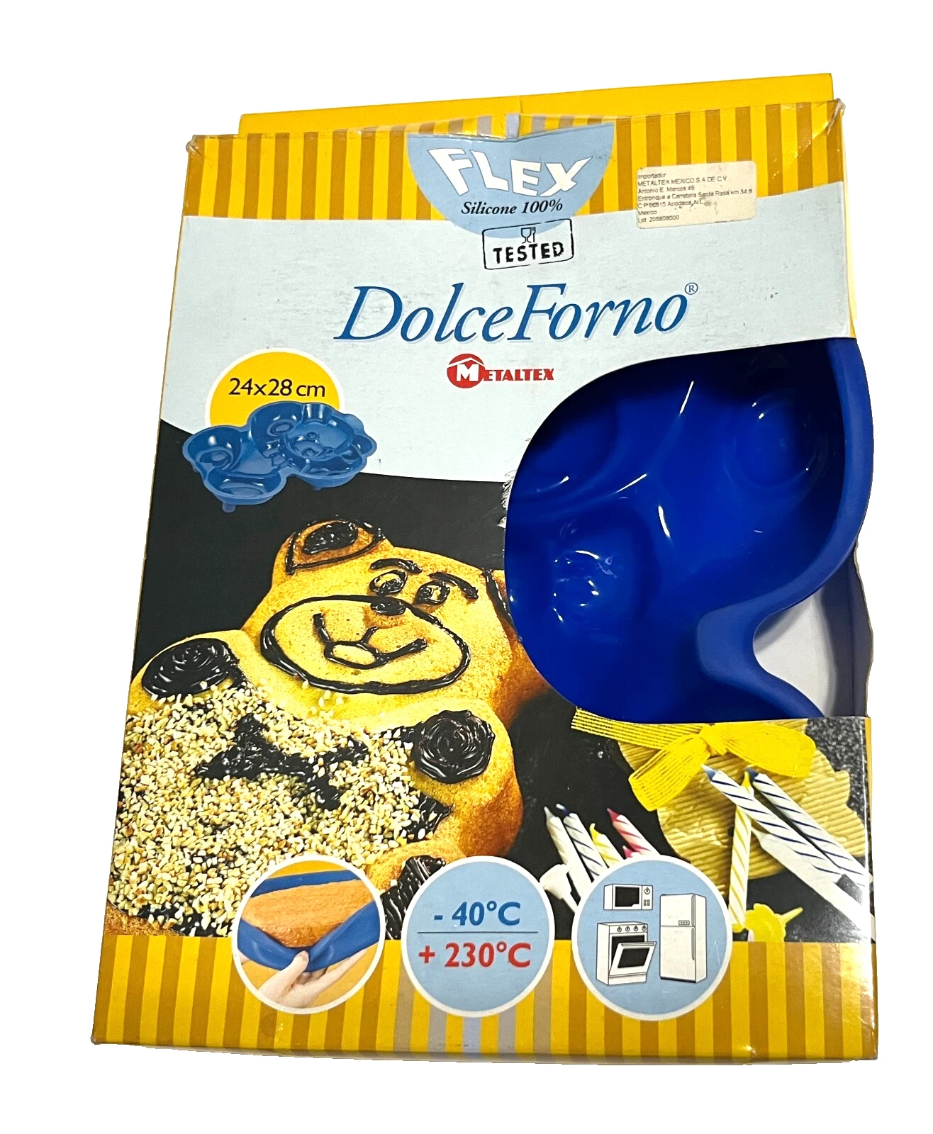 DOLCE FORNO Retro Metaltex Flex 100% Silicone Blue Bear Baking Pan Mold NEW