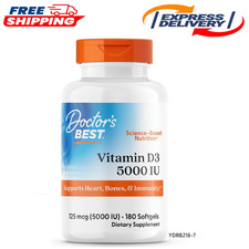 Doctor's Best Vitamin D3 5000IU, Non-GMO, Gluten  Soy Free, 180 Count