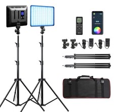 2 Packs Weeylite Sprite 20 LED Video Light Panel  Stand  Remote Full RGB Color