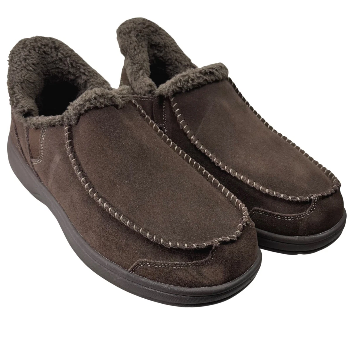 Orthofeet Asheville Slippers Mens Size 9.5D Brown Suede Lined Slip On Shoes Orthofeet Men main image 3