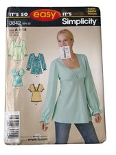 Simplicity 3842 Misses Tunic Top Sewing Pattern Size 8-18 Easy VTG