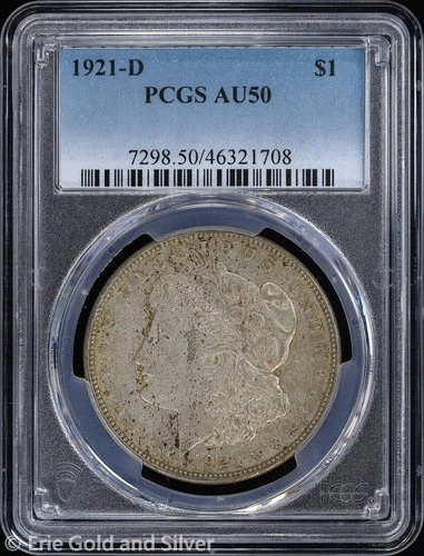 1921-D $1 Morgan Silver Dollar PCGS AU 50