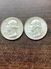 Two 1964 P and D Washington quarters 2 very fine coins ..plus a surprise