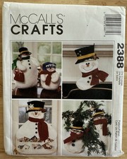 McCalls Pattern 2388 SNOWMAN CHRISTMAS Cardholder, Snowmen, Stocking, Ornaments