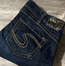 Silver Jeans Camden Rose Bell Bottom Low Rise Dark Wash Jeans SZ 31x31 (33x31)