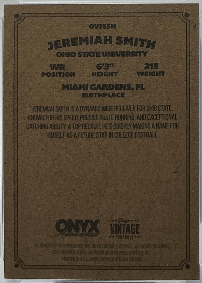 Jeremiah Smith Rookie PSA 10- 2024 Onyx Vintage -Ohio State University -Phenom view 8