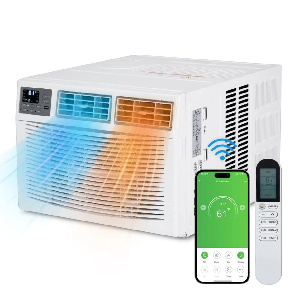 12000 BTU Air Conditioner Window Unit with Heat,Timer, Remote Control 230V/ 60Hz