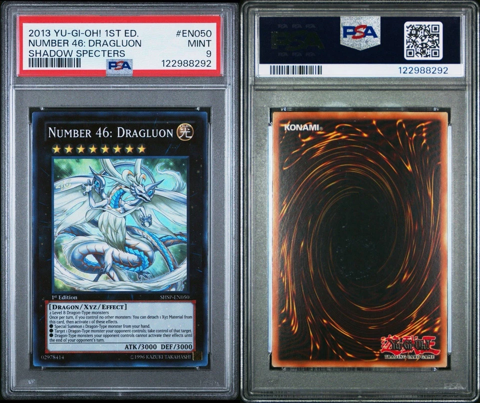 Yu-Gi-Oh! Number 46: Dragluon SHSP-EN050 Super Rare PSA 9 Shadow Specters - Image 3 of 3