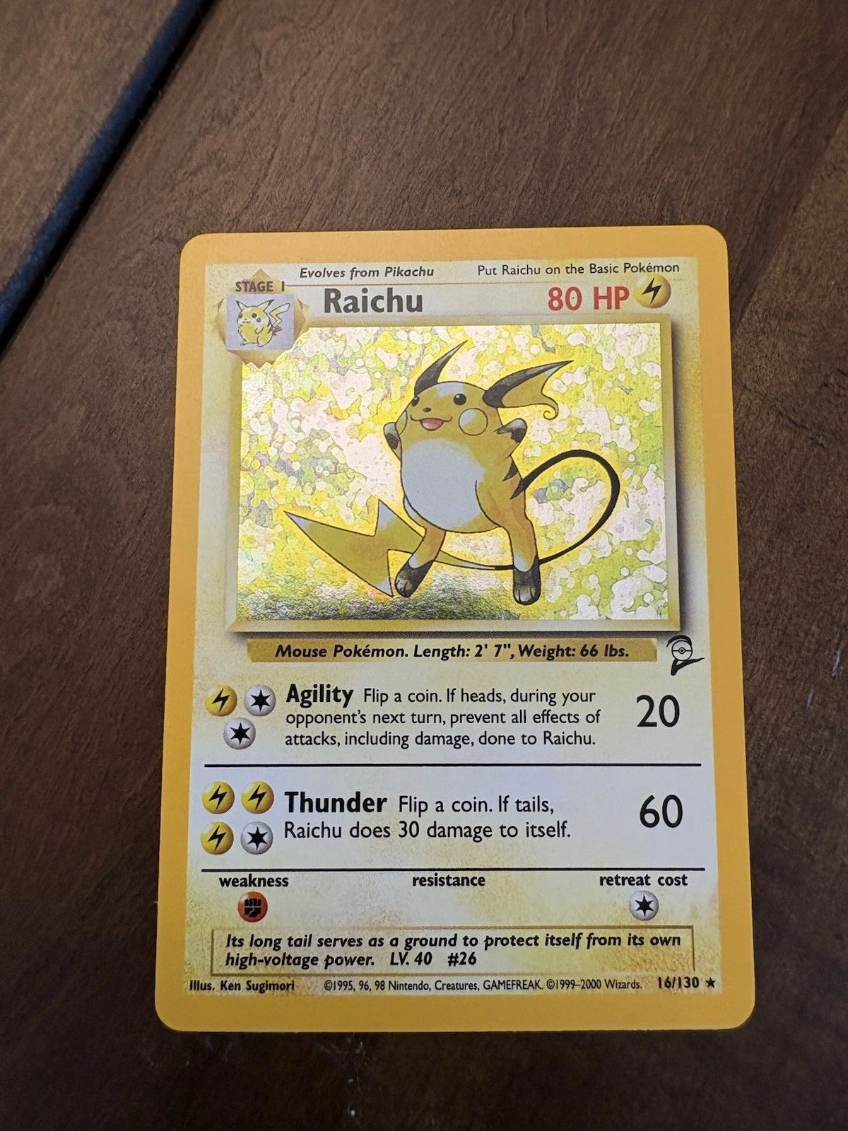 Pokémon TCG Raichu Base Set 2 Holo Unlimited Holo Rare Card 16/130 LP Condition