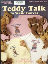 Teddy Talk in Waste Canvas  Leisure Arts 696 Cross Stitch Pattern Leaflet