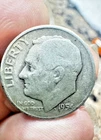 1954D Roosevelt  (Very Fine) 90% Silver Dime w/ DDR, date error's  See Pic's