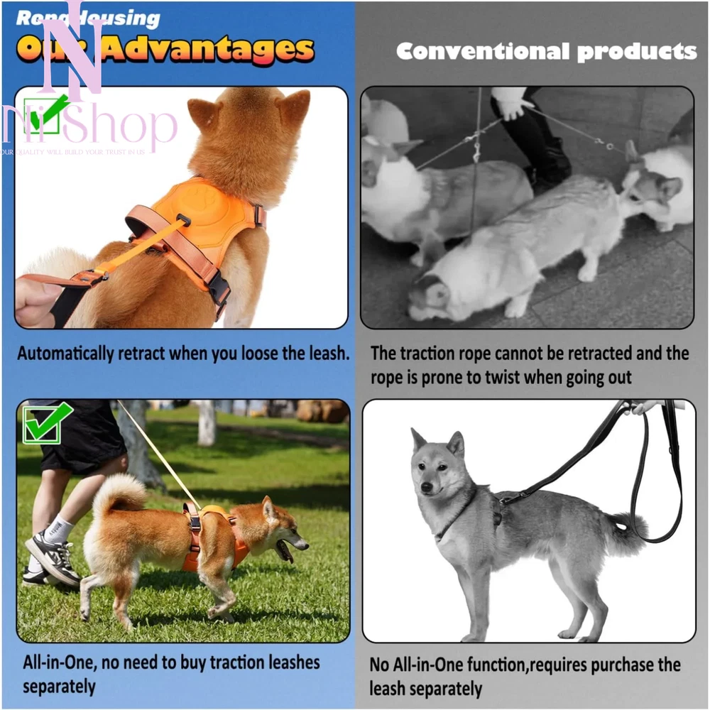 Dog Harness Retractable Leash Set Automatic Flexible Rope Anti-Twist Breathable