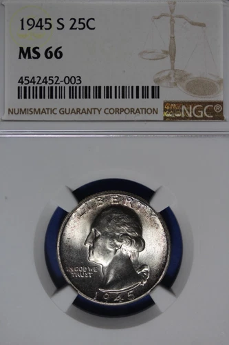 1945 S NGC 25C MS66 WASHINGTON QUARTER #B50219