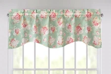 DaDa Bedding Semi Sheer Hint of Mint Green Floral Window Curtain Valance 18 x 52