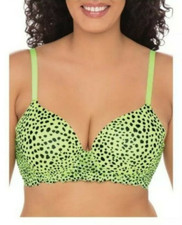 NOBO No Boundaries Green Cheetah T-Shirt Bra Lace/Converts To Racerback 34B