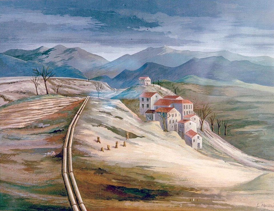 Pipeline Italy Ludwig Mactarian 1944 WPA Era Industrial Landscape Art Print - Image 2 of 2