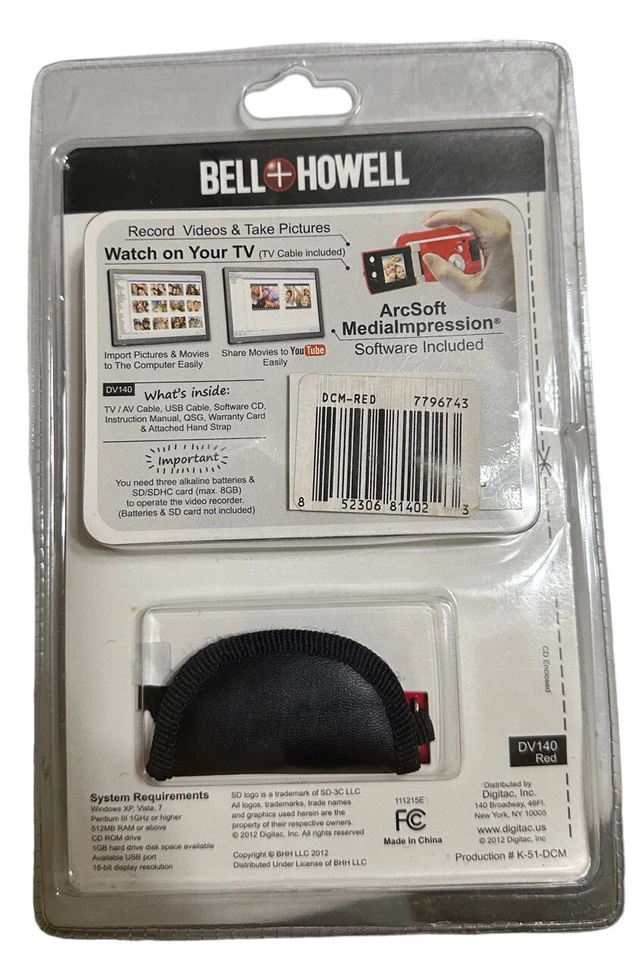 Retro Bell + Howell DV140 Video Cam Corder/Recorder Red BRAND NEW SEALED! - Image 4 of 4