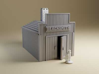 #ad Old West Blacksmith building for tabletop wargaming 28mm 20mm HO or 15mm $38.00