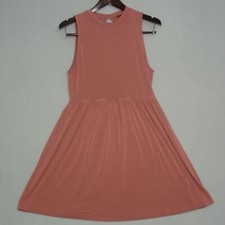 Forever 21 Solid Pink Dress Casual Sleeveless Knit Button Women Junior's Size L