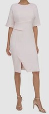 Calvin Klein Women's Pink Front-Slit Side-Tuck Detail Sheath Dress Size 10