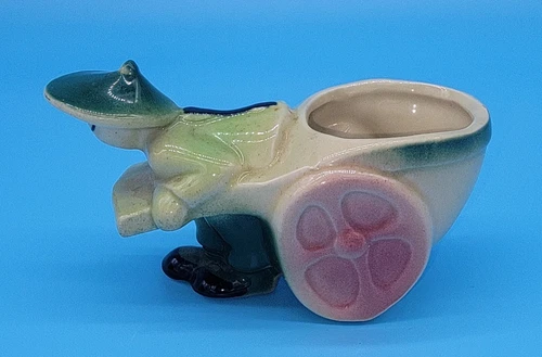 Shawnee 1950s Planter of Asian MAN PULLING RICKSHAW, Mid-Century Ceramic