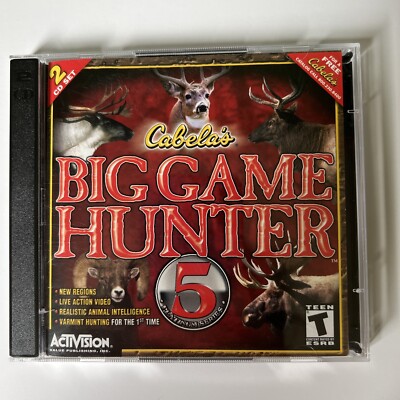 Cabela s Big Game Hunter 5 - 2 CD SET PC CD-ROM Activision 2001 Win95/98