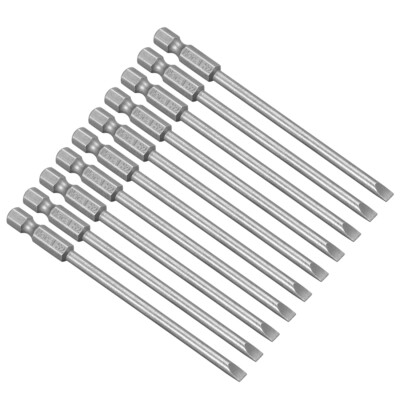 10stk. Magnetik SL3 Schlitz Kopf Schraubendreher Bit 1/4'' Hex Schaft 100mm Länge
