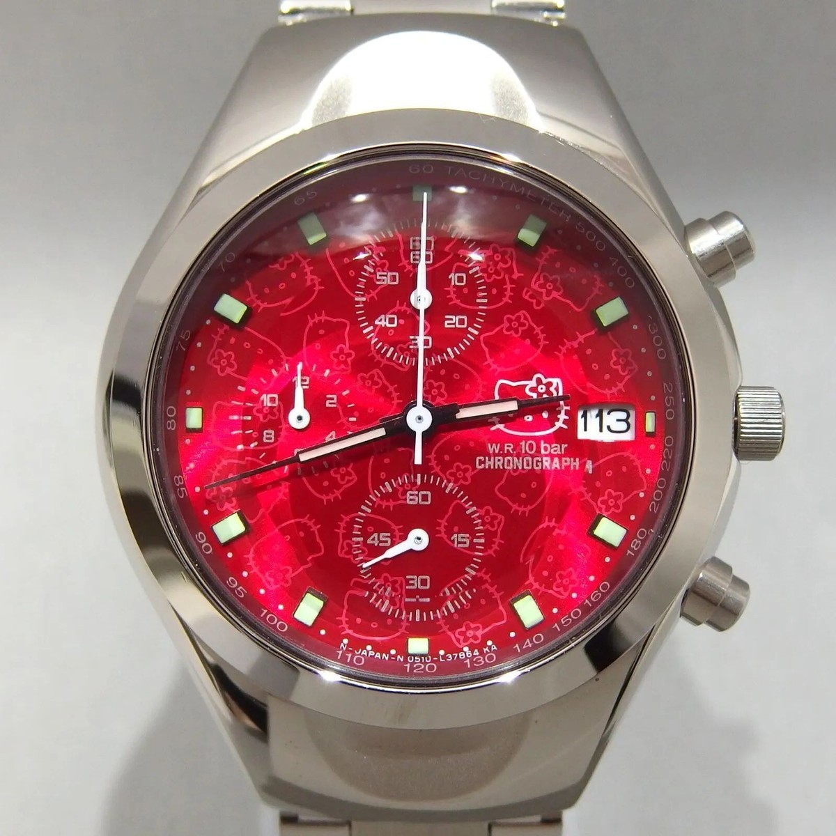 Citizen Hello Kitty Chronograph Watch with Box Silver Red 2000