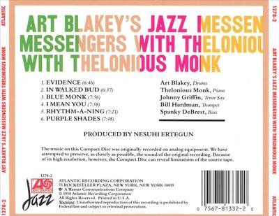 ART BLAKEYS JAZZ MESSENGERS WITH THELONIOUS MONK NEW VINYL