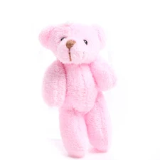 Bulk Lot of 12 Miniature 3-1/4" Plush Jointed Pink Teddy Bear