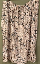 Vintage Pendleton Gray  Pink Floral 100 Rayon Lightweight Maxi Skirt Size 14