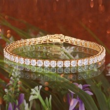 Diamant Tennis Armband 14k Gelbgold 9.36ct Rund Schliff Damen Diamant Armband