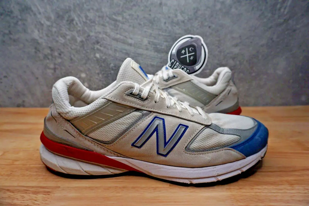 Size 13 - New Balance 990v5 White/Blue/Red (M990NB5)