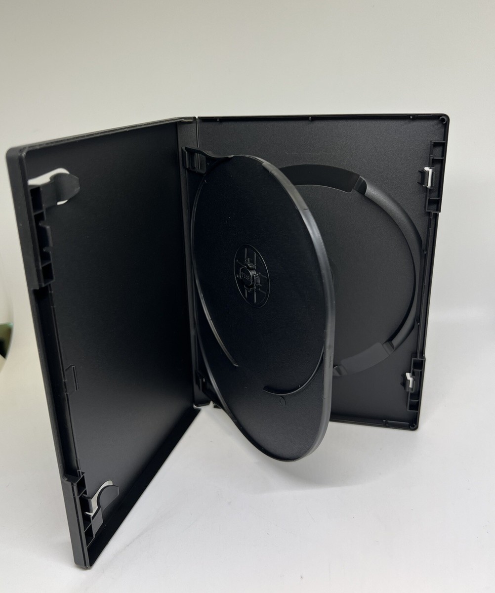20 PCS 14MM BLACK DOUBLE (2) DVD CASE CASES W/ SLEEVE W/ FLIP TRAY