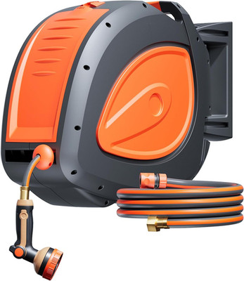 Automatic Retractable Garden Hose Reel 100ft with 8-Pattern Nozzle