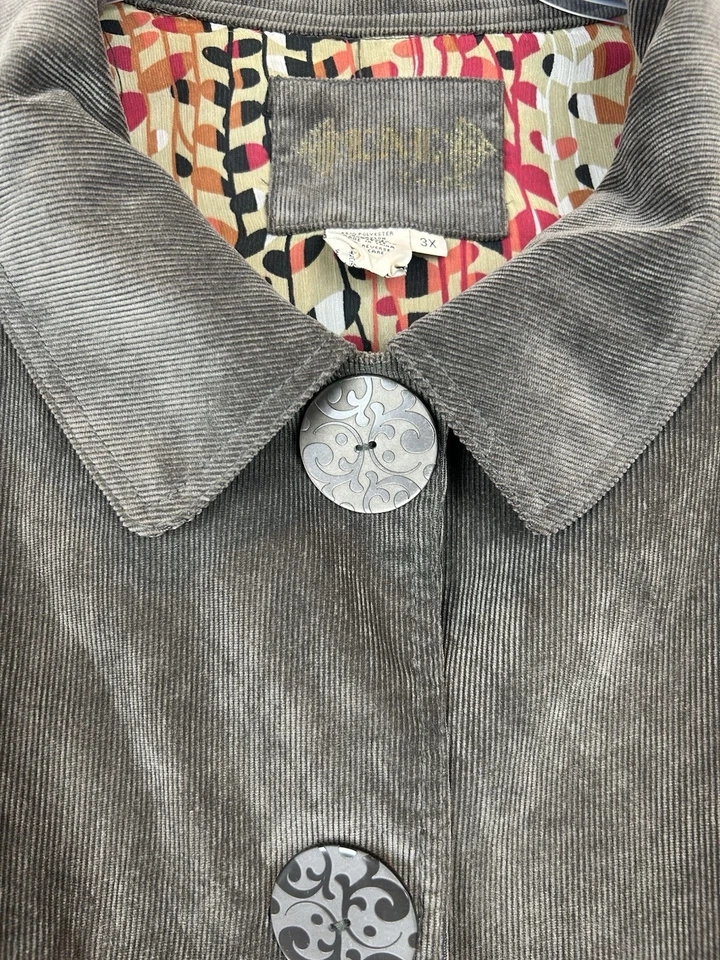 Corduroy Jacket Coat Womens 3X Brown Plus Lagenlook Capsule Minmalist Read - Image 4 of 4